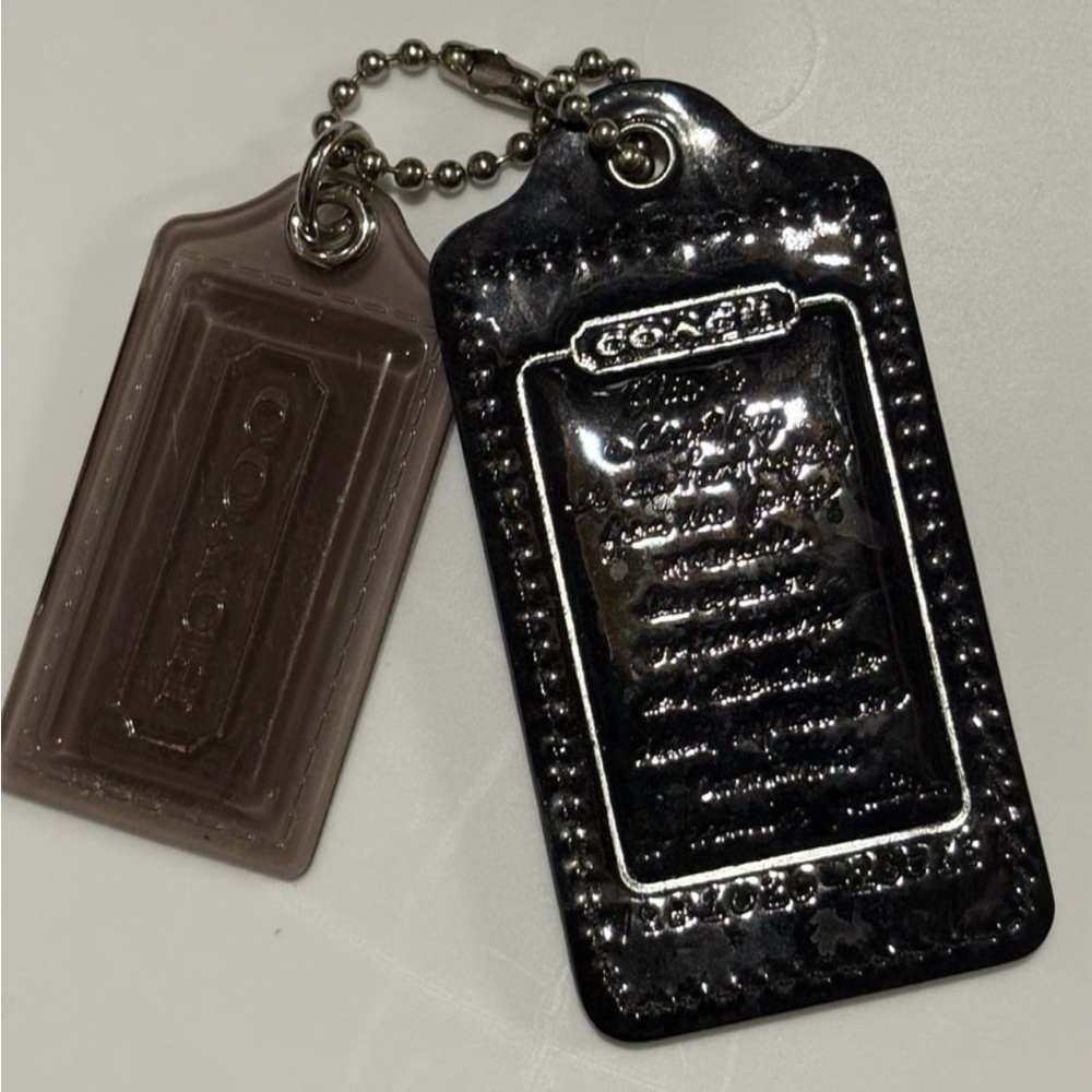 Coach Silver and Black Creed tag and Smokey grey hangtag set